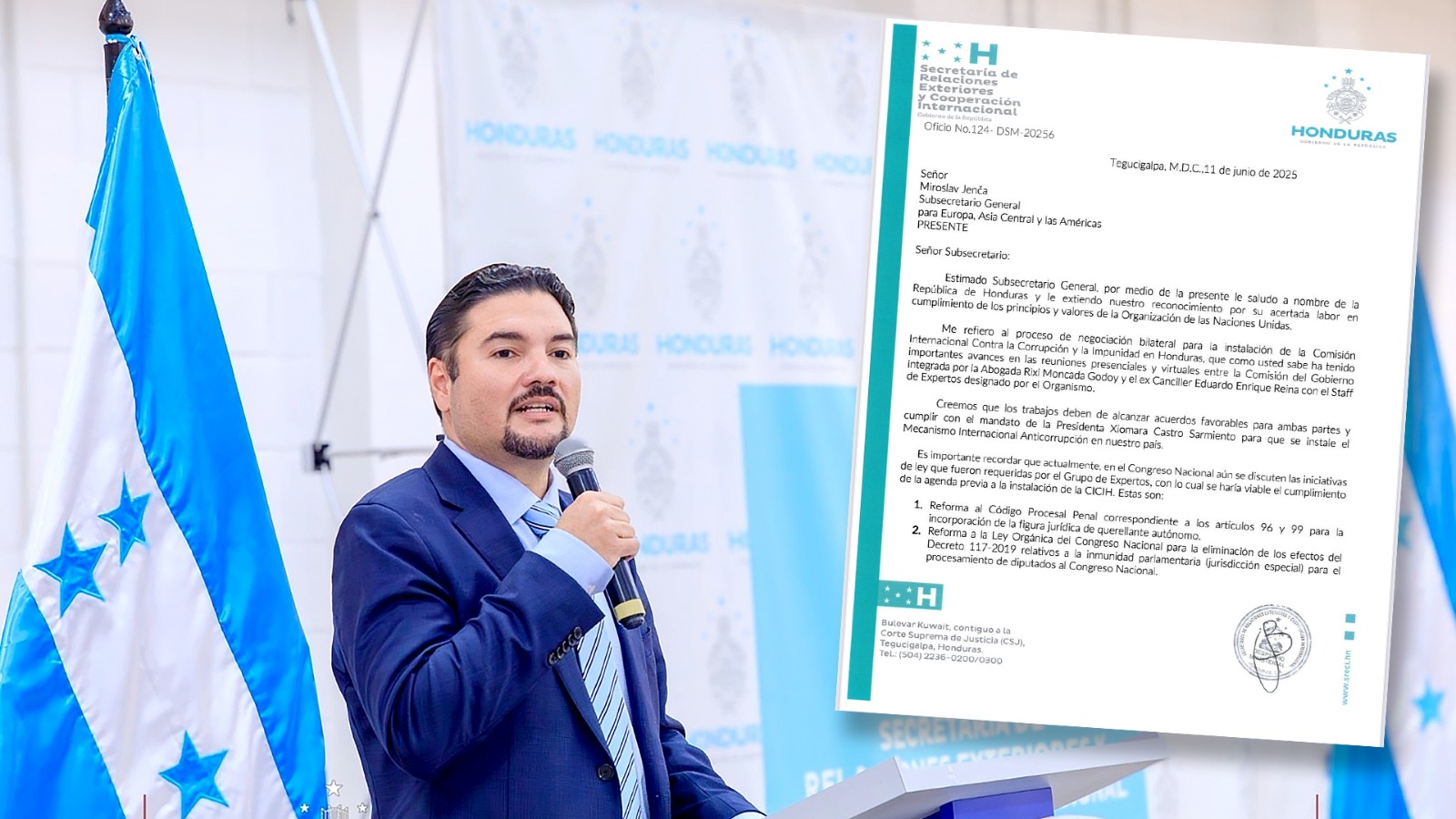 Gobierno de Xiomara Castro solicita ampliación del Memorándum de Entendimiento a la ONU para avanzar en la instalación de la CICIH